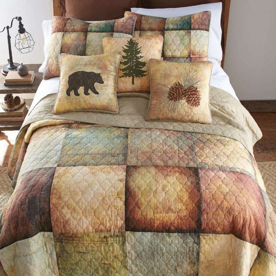 Bedding * Top Sell Donna Sharp Wood Patch King Cotton Quilt American Heritage Textiles 54407