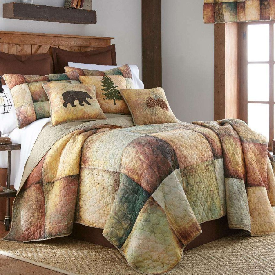 Bedding * Top Sell Donna Sharp Wood Patch King Cotton Quilt American Heritage Textiles 54407